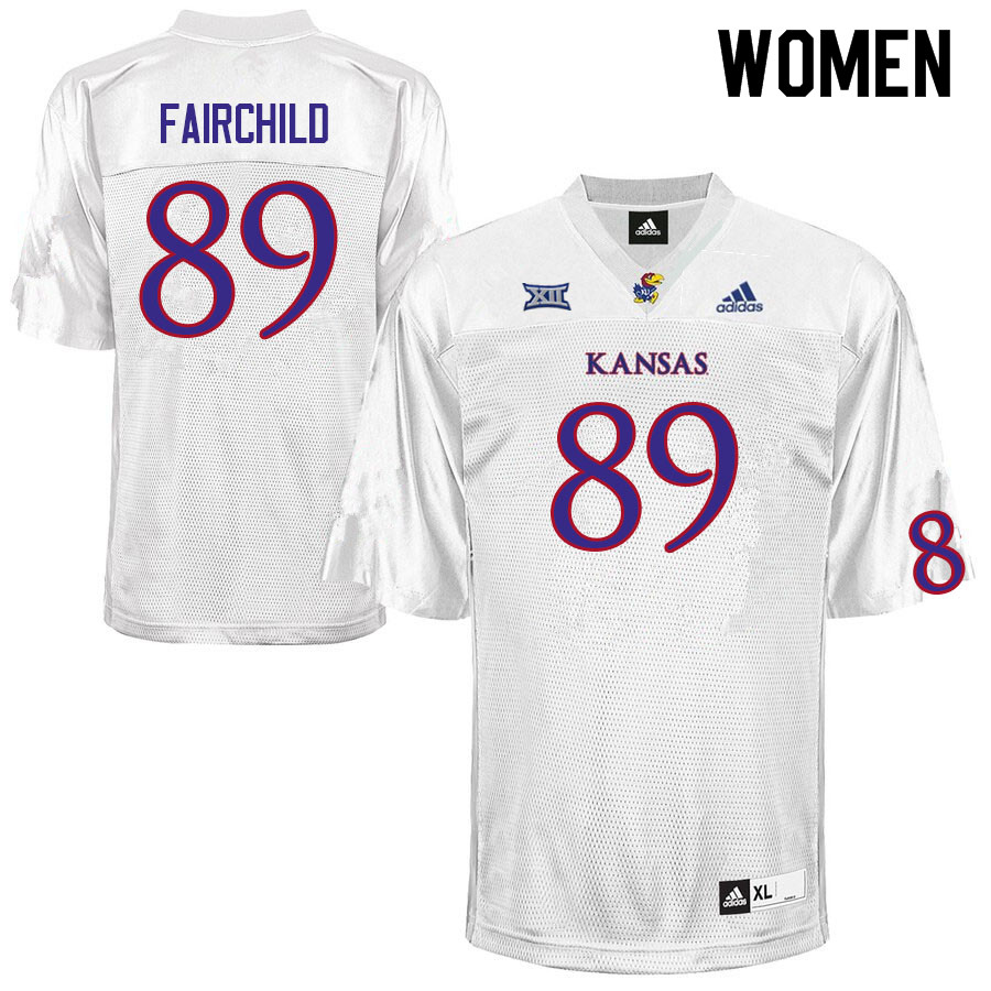Women #89 Mason Fairchild Kansas Jayhawks College Football Jerseys Sale-White - Click Image to Close